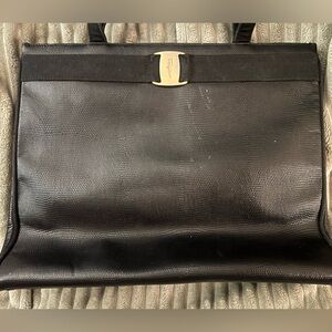 Salvatore Ferragamo Embossed Lizard Shoulder Bag